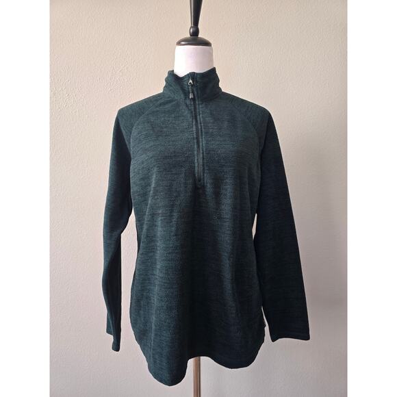 Eddie Bauer Women’s 1/4 Zip Fleece Pullover Green Large Cozy Outdoor Gorpcore - Picture 2 of 9